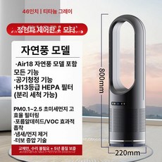 핑코락] 스탠드 선풍기 무날개 바닥형 냉난방 휴대용, 46인치 티타늄그레이 B