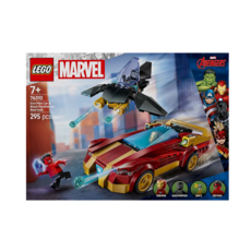 레고 마블 슈퍼히어로 아이언맨 자동차와 블랙 팬서 대 레드 헐크 완구 76310, 혼합색상, 1개