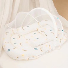 跨境嬰兒蚊帳防蚊夏季嬰兒牀可摺疊易收納寶寶牀寶寶春亞紡蚊帳, 1個, 白色:88*60*33cm
