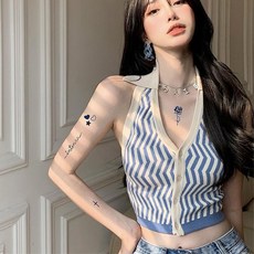 여름 여자 팔 하트 가짜 타투 문신 스티커x5개 타투시트 셀프헤나, G타입