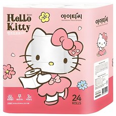 헬로키티 핑크소프트 천연펄프 3겹 롤화장지 30m, 24롤, 1개
