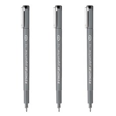 스테들러 피그먼트 라이너 308 잉크펜/드로잉, 1.0-검정, 3개입