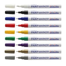 얇은 매우가는닙 페인트마카 초미세팁 디자인펜 유리 가죽 공예펜 컬러 흰색 택1, 은색