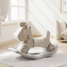 유아용 2in1 흔들 목마, 유백색 + 두꺼운 쿠션