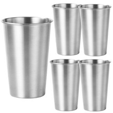 스테인레스 304 스텐컵 대용량 600ml 600cc 물컵, 5개, 실버