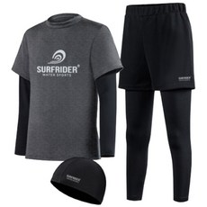 서프라이더 아동 래쉬가드 3종 풀세트 (상의+하의+수영모) / SURFRIDER