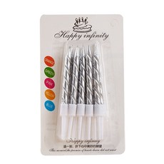 Happy infinity 生日蠟燭 生日派對裝飾, 1個, 銀色螺旋蠟燭