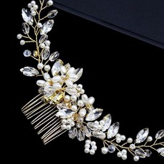웨딩화관 셀프웨딩 화관 꽃 헤어장식 스몰웨딩 빗 웨딩 크리스탈 헤어, 01