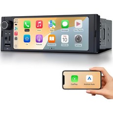 6.36인치 싱글 DIN 카 라디오 스테레오 무선 카플레이 및 안드로이드 오토 블루투스 USB-CUSBFM이 포함된 리눅스 시스템 HD IPS 터치스크린, 6.36인치 싱글 DIN 카 라디오 스테레오 무선 카플