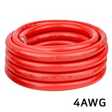 4AWG 고내열 주석도금 구리 실리콘 케이블 드론 RC카 배터리 전원선, 1개, (케이블) 4AWG(레드)