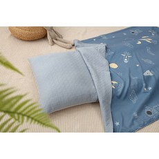 cchhaaww 幼兒園睡墊 兒童睡袋 加厚6公分 四件套 台灣製, 空氣棉太空質感藍, 1套