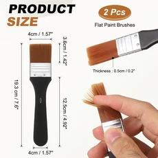 2/5Pcs 플랫 페인트 브러시 2 6cm 폭 나일론 아크릴 수채화용 나무 손잡이가 있는 전문 도구, 10 4cm 2Pcs
