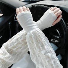 新款羅口袖防曬防紫外線騎行春夏仙女版寬鬆純色開車冰袖寬鬆舒適泡泡袖-米色均碼, 1個, 均碼