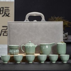 汝窯哥窯茶具套裝家用整套禮盒現代陶瓷茶杯茶壺泡茶伴手禮, 1個, 哥窯六方壺11頭:如圖所示368