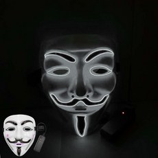 말랑마쥬 할로윈 연말 파티 인싸템 빌런 LED 마스크 파티소품, 1개, 해커_화이트