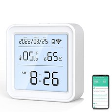 WiFi 온도 및 습도 센서 앱 알림 백라이트 디스플레이가 있는 무선 디지털 습도계 실내 온도계 Alexa와 호환되는 스마트 모니터, WiFi 온도 및 습도 센서 앱 알림 백라이트 디스플레