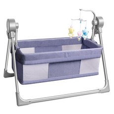 신생아 전동 흔들침대 자동 스마트 흔들의자 블루투스 모기장, C. 커피+리모컨+모기장 매트리스