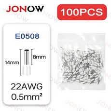 100PCS 관형 압착 단자 커넥터 슬리브 E1008 E2508 E4009 전선 E7508 페럴 E1508 케이블 E6012 E0508, E0508 100PCS