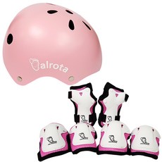 발로타 사이즈조절형 유아동용 안전 헬멧 + 보호대 세트 balrota kids protector, 핑크, 1세트