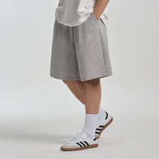 아테즈 남녀공용 에센셜 무지 원턱 와이드 버뮤다 스웨트 쇼츠 팬츠 트레이닝 반바지