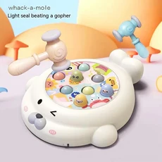 교육용 인터랙티브 장난감 치기 두더지게임 취미 두드리기 망치 포함 노킹 장난감 도장 몬테소리 장난감 어, 01 white