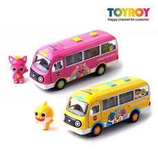 토이로이 핑크퐁 유치원버스 미니카 미니 캐릭터 버스 상어가족, VMK03 핑크퐁 유치원버스 분홍, 1개