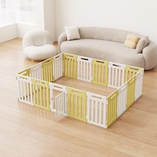 寵物圍欄 寵物柵欄 狗圍欄 狗籠 樓梯圍欄 室內狗圍欄 狗狗寵物圍欄 狗籠子 狗柵欄 狗窩 小型犬 中型犬 大型犬, 1個, 【爪墅寵物圍欄-50cm高】麥穗黃,7片+1門（訓廁-幼犬小型犬）