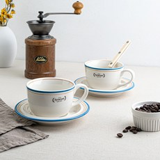 시라쿠스 메이플 클래식 감성 카페 잔(200ml)+소서 커피잔세트, 2개, 코지블루