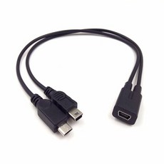 미니 USB 2.0 스플리터 케이블 미니 5 핀 암-수 + 마이크로 USB 수 컨버터 고속 충전 케이블 코드 1-2 Y, 1개