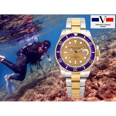 Valentino Coupeau 范倫鐵諾 中金精密陶瓷外框100M水鬼錶 藍寶石水晶鏡面-藍框金面