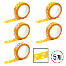 디자인마스킹 테이프 프린텍, 5개, 옐로하트