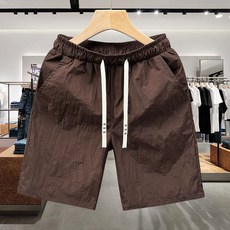 夏季透氣短褲男士薄款速幹運動大褲衩中褲子男款沙灘褲休閒褲, 橘色,S 35.0-40.0公斤