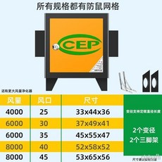 油污分離器 8000風量油煙凈化器 40風口 飯店廚房小型 餐飲商用靜電式 分離器過濾, 不帶安裝配件（正方口）,8000風量40風口+電源線