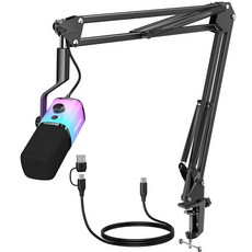 마오노 원터치 음소거 USB XLR 다이나믹 마이크, RGB, PD100XS(암스탠드형), RGB, PD100XS