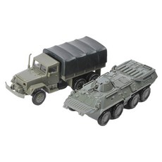 shangren 1:72 스케일 4D M35 트럭 & -80 탱크 모델 건물 교육 장난감, 육군 그린, 10x3.5x4cm., 플라스틱, 1개