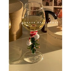 彩色玻璃高腳杯 韓式聖誕主題水杯, 聖誕樹酒杯1個（無禮盒）含圍巾, 1個
