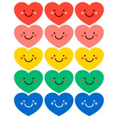 제이엔케이스토어 하트 컬러 블랙 팬시 스티커 25mm X 20mm, 컬러 하트, 총 450개