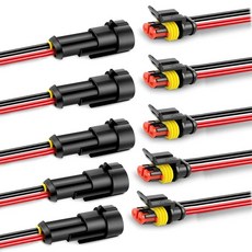 방수 커넥터 암수 2핀 20AWG 자동차 트럭 보트 와이어 연결, 10개