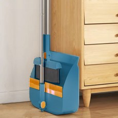 CLIN'EVER 2in1 빗자루 쓰레받기세트 다용도 틈새수납 세우는 쓰레받기, 다크블루, 1세트