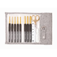 【YUBU】日本製 廣島 TULIP ETIMO 黑柄 灰柄鉤針組 TES-001 TEG-001, 1個