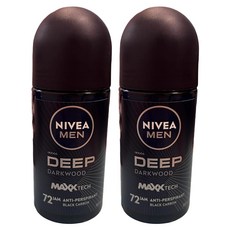 니베아 남성용 딥 세가 앤 커링 72 잼 롤 온 데오드란트, 2개, 50ml