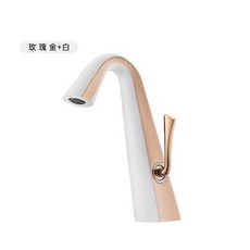 藝術水龍頭 玫瑰金 黑金 白色烤漆電鍍 臉盆水龍頭 冷熱水 銅製造, 1個
