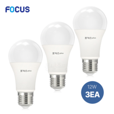 FOCUS LED PC 벌브 전구 12W E26, 3개, 주광색