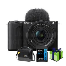 소니 ZV-E10M2 SELP16502 렌즈킷 128G 내셔널지오그래픽가방외6종 ZV-E10M2K, 블랙
