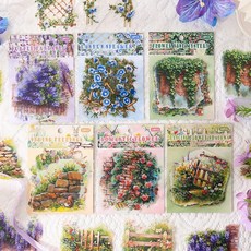 [ 940105 ] Dwpetzo 저널링용 정원 꽃 풍경 스티커 6가지 테마 투명 PET 야생화 벽돌 벽 울타리 덩굴 스크랩북 정크 저널 용품 콜라주 플래너 혼합 미디, [ 940105 ] Dwpetzo 저널링용 정원 꽃 풍