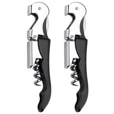 1+1 2단 와인 오프너 병따개 와인따개 코르크 따개, 블랙, 2개