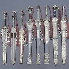 22cm 검 모형 키링 귀후검 인질왕 현원검 마검 천살녹검, 22cm 현원검 청동색, 디스플레이 랙 포함