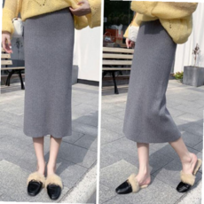 여성여름스커트 H라인 허리밴딩 니트 스커트 베이직 롱기장