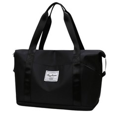 24H出貨 大容量防水旅行包 防水多層袋 游泳乾濕分離 登機行李包 旅遊旅行袋 摺疊便攜 耐磨 健身包 瑜珈包, 黑色 BLACK, 1個