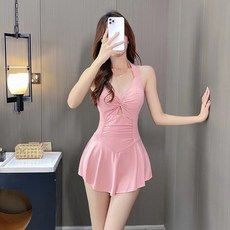 連體泳衣女 小清新碎花圖案 適合泡溫泉